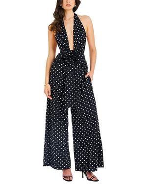 Miss Circle Oriana Polka Dots Halter Jumpsuit - Blue