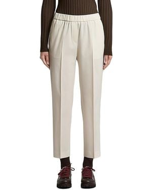 Peserico Wool Stretch Gabardine Ankle Pants - Natural