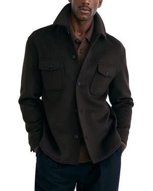 Reiss Liam Twin Pocket Brushed Overshirt - Black