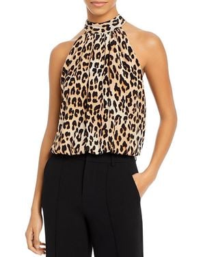 Alice + Olivia Maris Printed Halter Top - Black