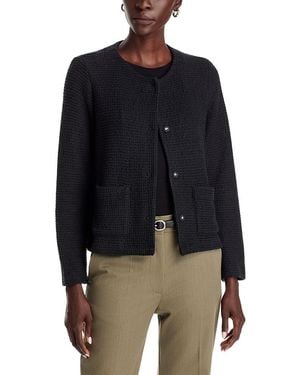 Eileen Fisher Cotton Boucle Round Neck Jacket - Blue