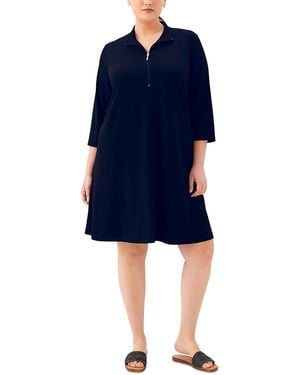 Karen Kane Plus 3/4 Sleeve Zip Up Travel Dress - Blue