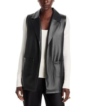 Sioni Faux Leather Front Sweater Vest - Gray