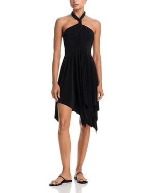 Norma Kamali Convertible Asymmetric Swim Cover Up Dress - Black