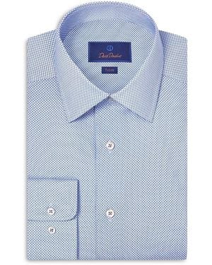 David Donahue Slim Fit Printed Dress Shirt - Blue