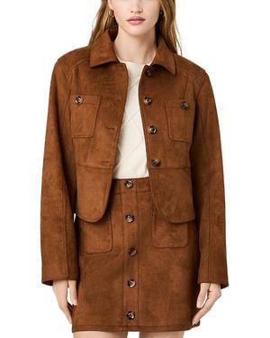 French Connection Laney Faux Suede Tailored Jacket - Brown