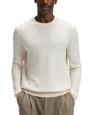 BOSS Habito Crewneck Sweater - White