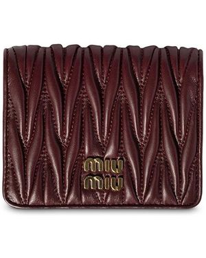 Miu Miu Small Matelasse Nappa Leather Wallet - Purple