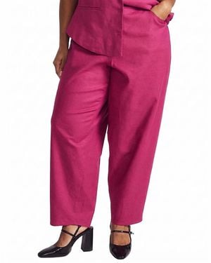 UNIVERSAL STANDARD Plus Lou Barrel Leg Linen Pants - Red