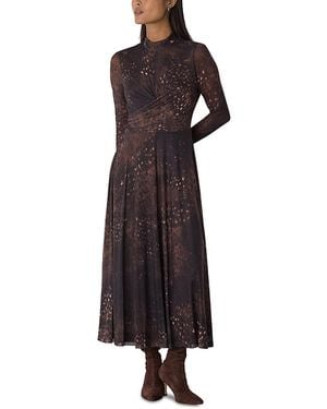 Whistles Spotted Animal Mesh Dress - Multicolour