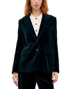 Gerard Darel Jyna Velvet Two Button Notch Collar Jacket - Black