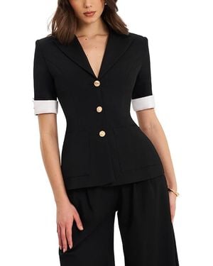 Miss Circle Aleena Short Sleeve Business Casual Blazer - Black