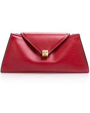 Versace Leather Convertible Envelope Crossbody - Red