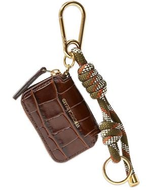 Veronica Beard Croc Embossed Leather Pouch Bag Charm - Brown