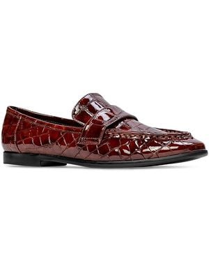 Black Suede Studio Classic Loafer Flats - Red