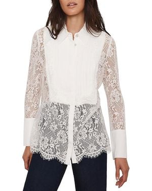Mint Velvet Lace Pintuck Shirt - White