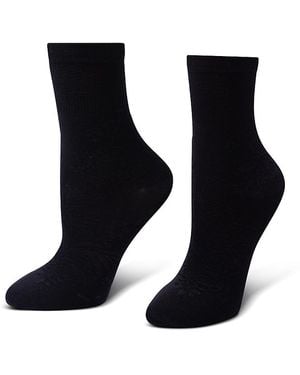 Hue Textured Floral Crew Socks - Black