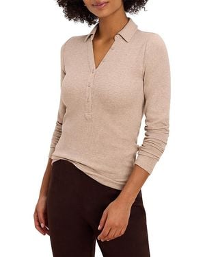 NIC+ZOE Perfect Rib Knit Long Sleeve Polo - Multicolor