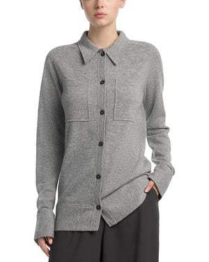 TOTEME Cashmere Button Front Shirt - Gray