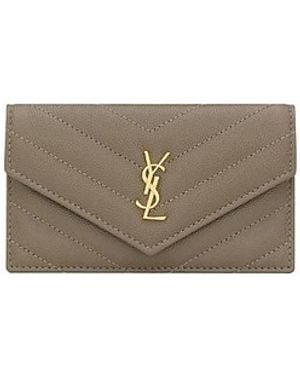 Saint Laurent Cassandre Fragments Flap Card Case - Gray