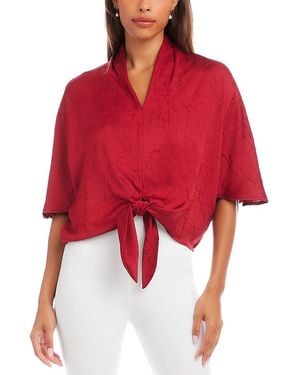 Karen Kane Flare Sleeve Tie Front Top - Red