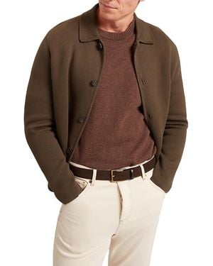 Ted Baker Freder Long Sleeve Heavy Knitted Cotton Jacket - Brown