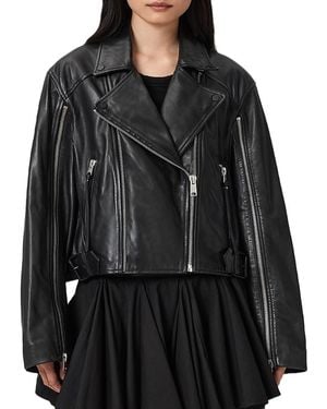 AllSaints Masone Leather Biker Jacket - Black