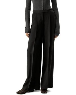 LILYSILK Silk-Wool Pleated Wide-Leg Pants - Black