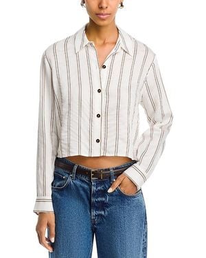 L'Agence Cosette Crop Hi Low Shirt - White