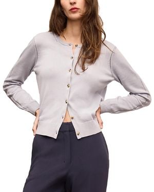 M.M.LaFleur M. M.Lafleur Cotton Silk Knit Mel Pointelle Cardigan - Gray
