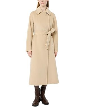 Max Mara Mstapice Wool Belted Coat - Natural