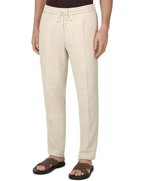 BOGGI Tapered Fit Diagonal Texture Drawstring Pants - Natural