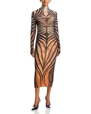 AFRM Shailene Mock Neck Mesh Midi Dress - Multicolor