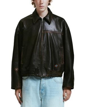 NAHMIAS Oversized Leather Bomber - Black