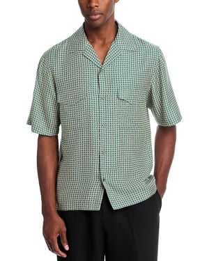 Jonathan Simkhai Clarke Printed Short Sleeve Silk Camp Shirt - Green