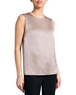 Santorelli Demi Silk Charmeuse Sleeveless Top - Purple