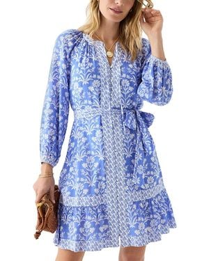 Vineyard Vines Long Sleeve Belted Dress - Blue