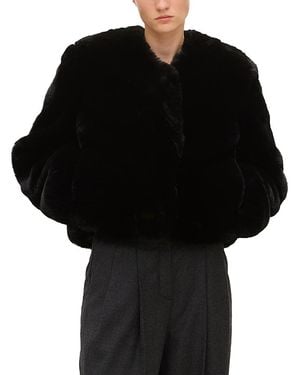 Theory Cropped Faux Fur Jacket - Black