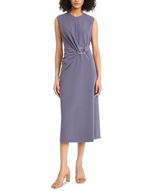 Luxely Ruched Midi Dress - Purple