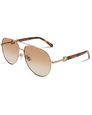 Ferragamo Gancini Oversize Aviator Sunglasses, 60Mm - Natural