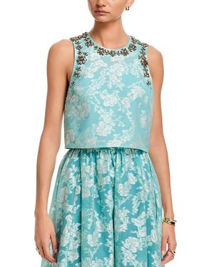 Cinq À Sept Organza Jacquard Barbara Top - Blue