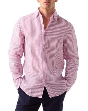 Robert Talbott Morgan Stripe Linen Shirt - Purple