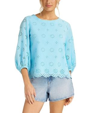 Matty M Kashira Eyelet Puff Sleeve Top - Blue