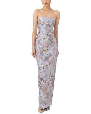 SAU LEE Ilsa Sequinned Embroidered Gown - Purple