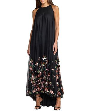 Mac Duggal Sequin Embellished Sleeveless High Low Gown - Black