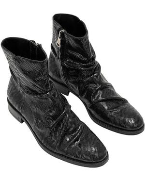 John Varvatos Morrison Sharpei Leather Slouch Boots - Black