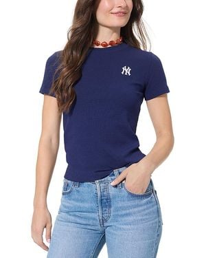 Terez Rib Embroidered Tee - Blue