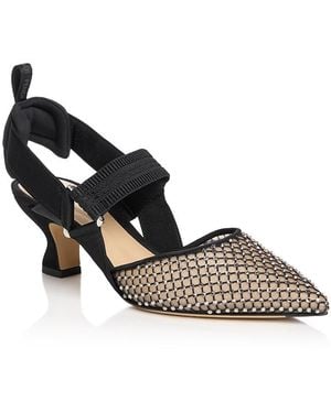 Fendi Colibri Embellished Slingback Pumps - Black