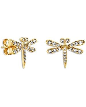 Sydney Evan 14K Core Diamond Dragonfly Stud Earrings - White