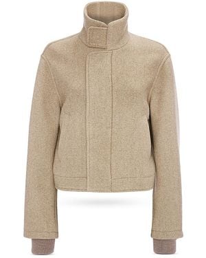 Victoria Beckham Wool Blend Bomber Jacket - Natural